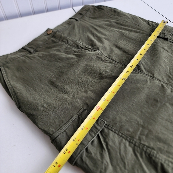 Nicole Miller Skirt Womens Green Cargo Midi Front Zip Cotton Blend Pockets Sz 10 - Picture 3 of 8